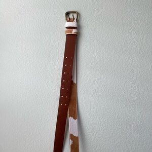 Brown and White Leather Belt